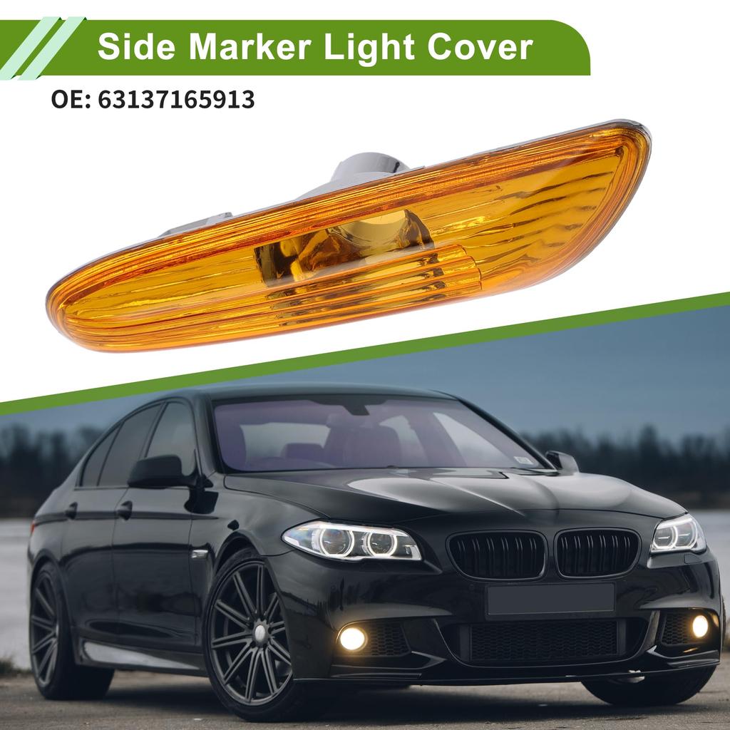 HOPESPANNER Waterproof Yellow Side Marker Light Covers with Plastic Lenses for BMW 320i 2002-2005 (Part Number 63137165913)