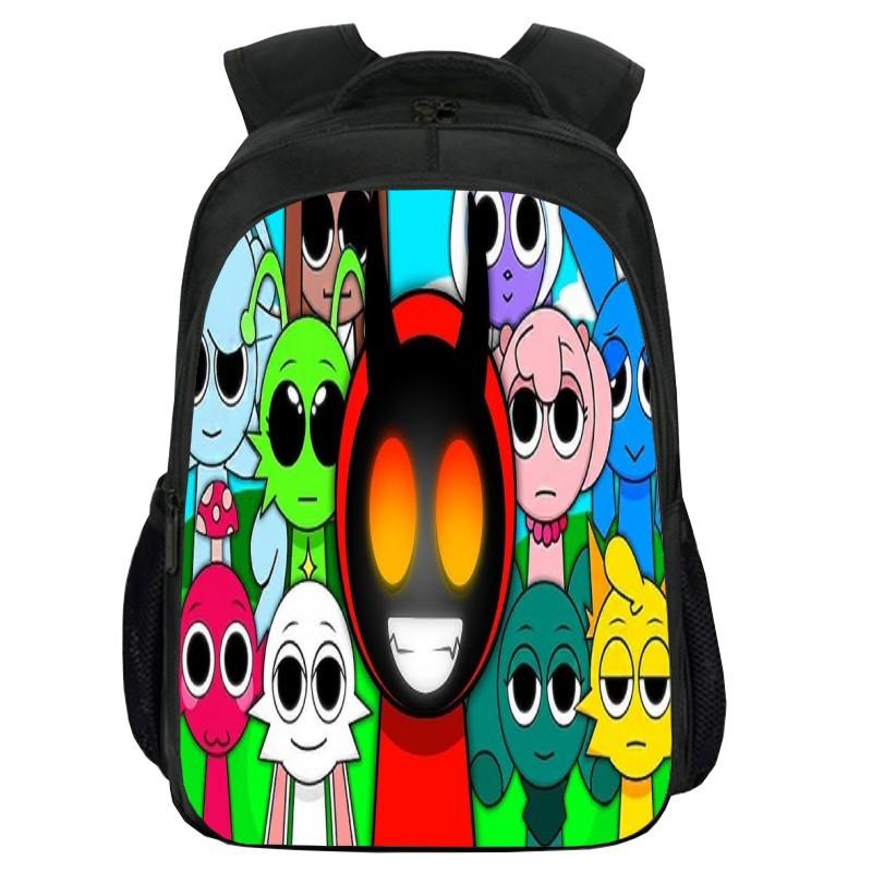 Printed Rhythm Box Sprunki Double-Layer Schoolbag, Cartoon Diy Student Computer Backpack, Backpack For Men