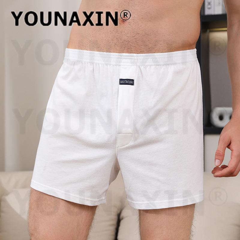 Men's Cotton Boxer Briefs High Waist Casual Plaid Pajama Shorts Plus Size Big Underwear Home Sleep Bottoms M L XL 2XL 3XL