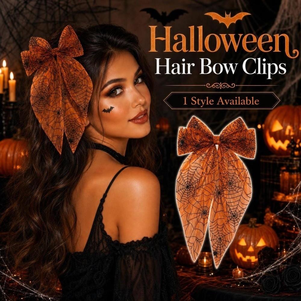 Embroidery Bowknot Mesh Bow Hair Clips Lace Tulle Cosplay Hairpins Witch Party