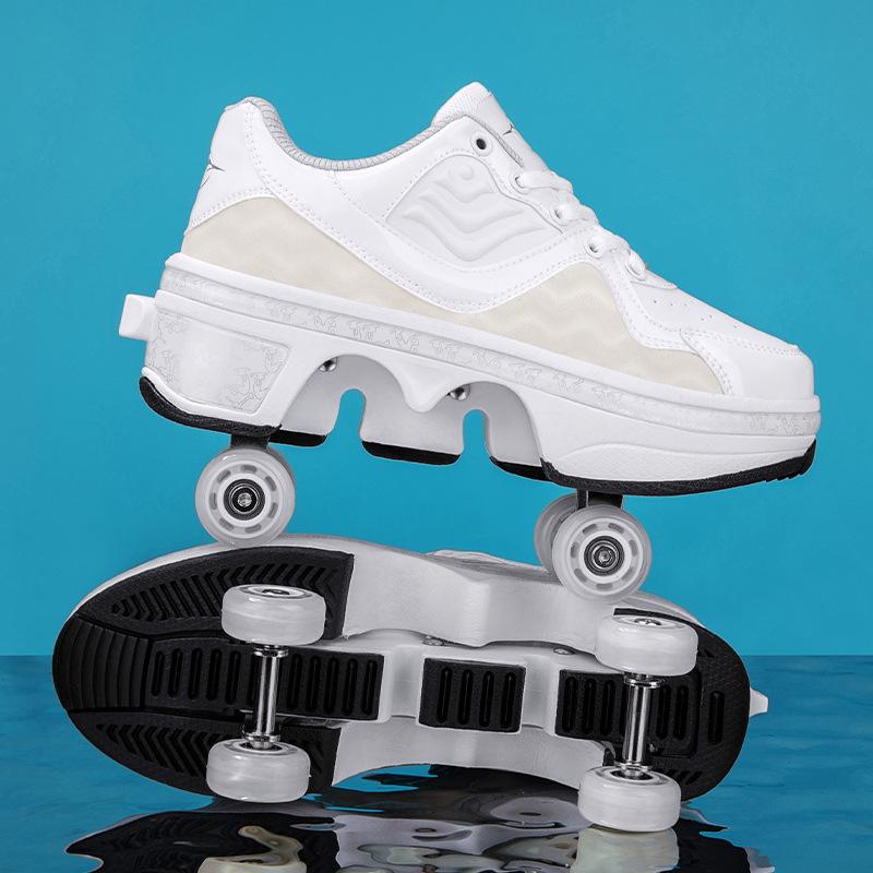 Four-wheel Runaway Shoes Boys Pulley Shoes Children's Student Version 6-15 Years Old Roller Skates Sports Shoes Adult Wheel Shoes Girls