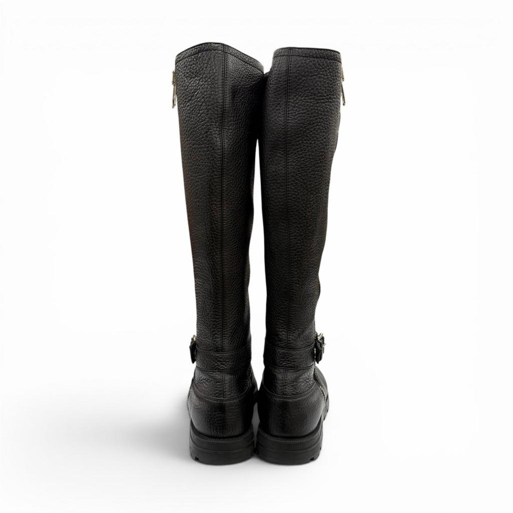 Excellent GUCCI Knee-high boots Mouton black leather Women 37.5 Used