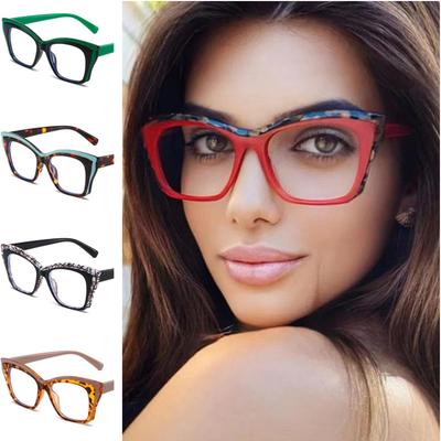 Fashion Optical Eyeglasses Cat Eye Spectacles Simplity Patchwork Frame Eyewaear Ornamental Anti-Blue Light Glasses
