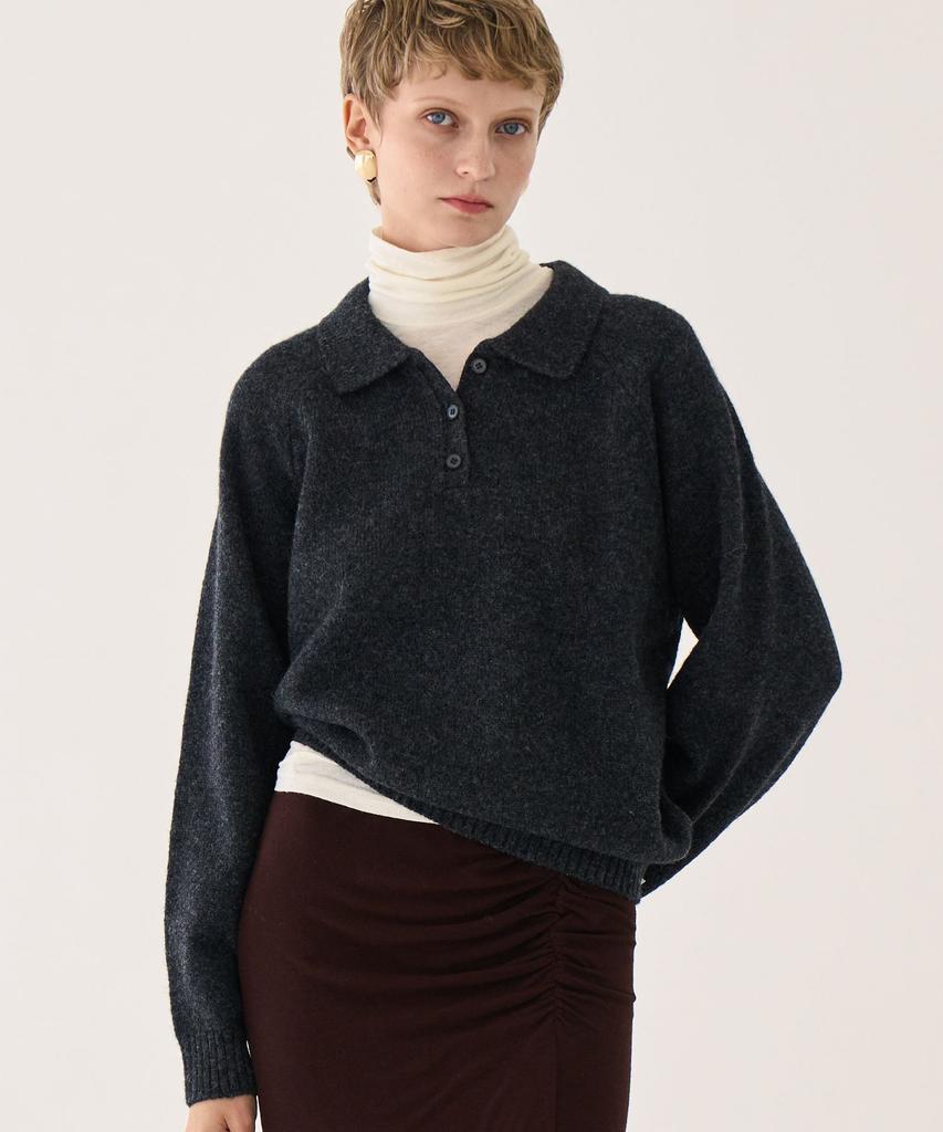 GRIDAJ Polo Knit Sweatshirt _ Charcoal