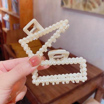 Korean Elegant Pearl Hairpin Shark Clip for Updo Styling