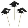 6 Pcs Graduation Cake Toppers Mini Grad Cap Cupcake Toppers Black Glitter Food