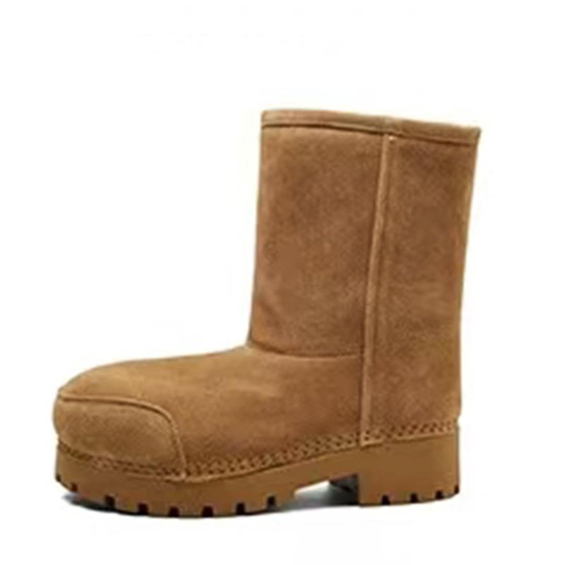 

Зимние новые ботинки-дутики, большая голова, нескользящие сноубутсы, женские ботинки на толстой подошве, с высоким голенищем, из цельной овчины 40 верблюд