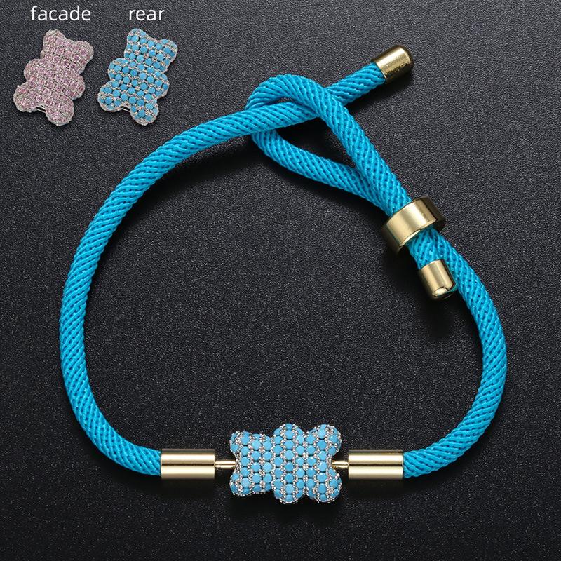 Woven Hand Rope Full Diamond Double-Sided Two-Color Bear Bracelet Color Jewelry Accessories Vl207