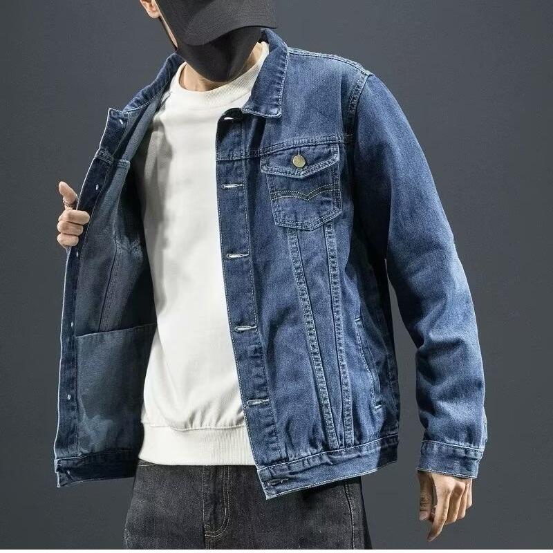 

Men s Winter 2024 Plus Velvet Thick Denim Jacket - Warm Cotton Lapel, Long Sleeve, Loose Fit XL