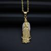 Religious Virgin Mary Pendant Amulet Necklace Stainless Steel Christian Jewelry Rhinestone Prayer for Women Collar