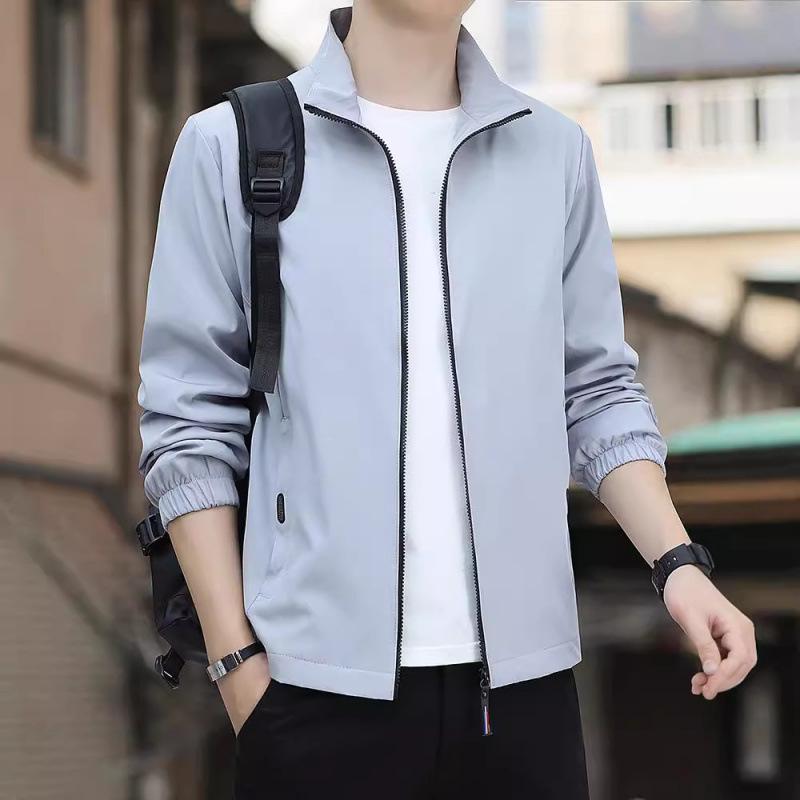 Men's High-End Thickened Stand-Up Collar Windbreaker for Autumn and Winter