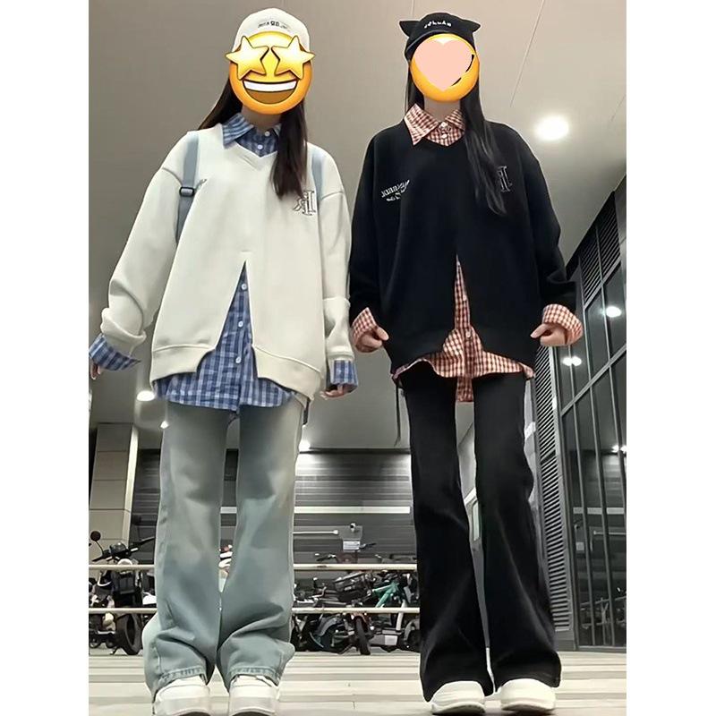 

Women s Retro Two-Piece Look Fleece Sweatshirt - Autumn/Winter Patchwork Top M (80-94 lbs)