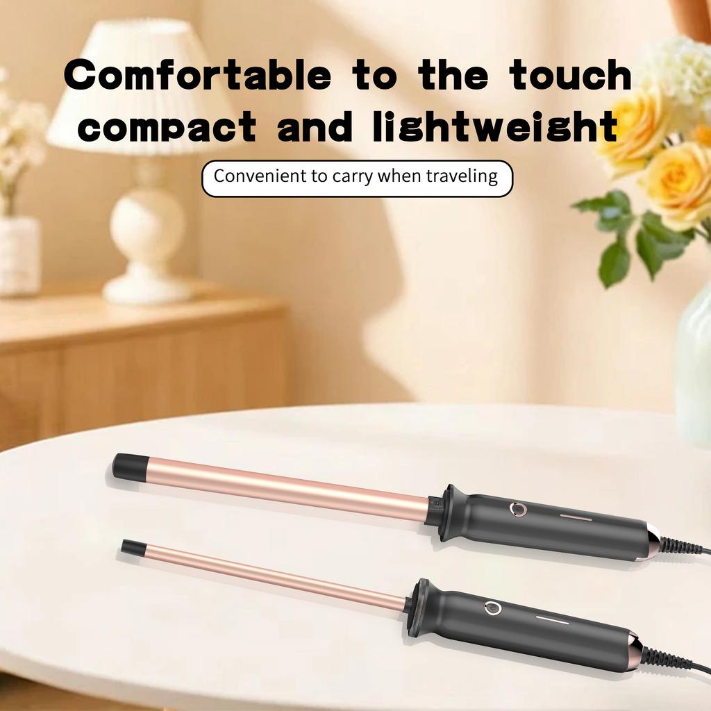 Professional 9mm Curling Wand Set with 2 Combs, US Plug, Fast Heating Hair Curler for Long-Lasting Salon-Style Curls,Home Use