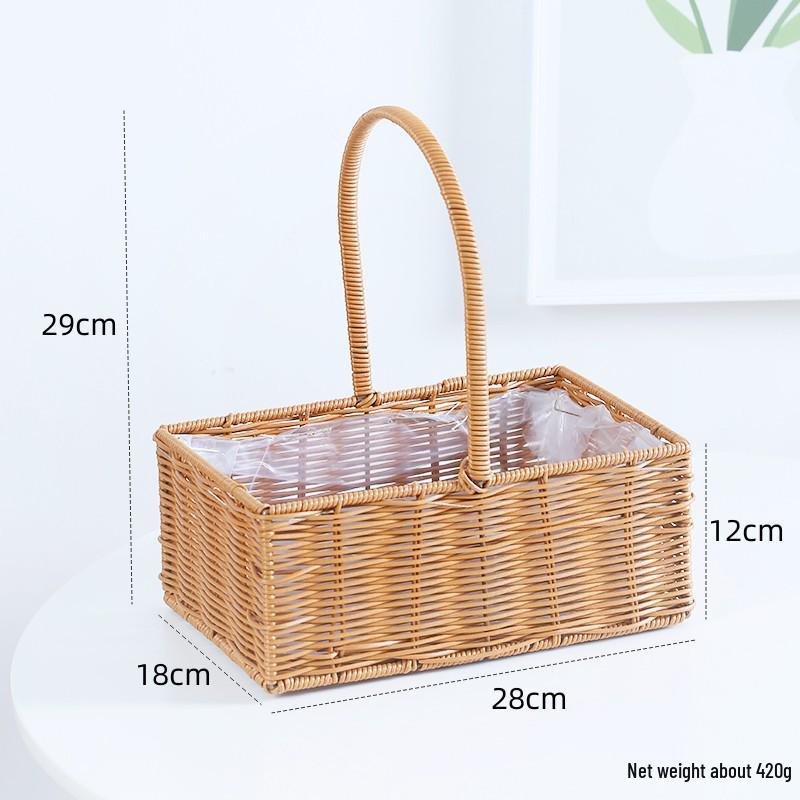 Handheld Woven Rattan Basket: Ideal for Flowers, Fruit, Gifts, Storage, and Souvenirs - Perfect for Flower Shops and Children's Day Celebrations.