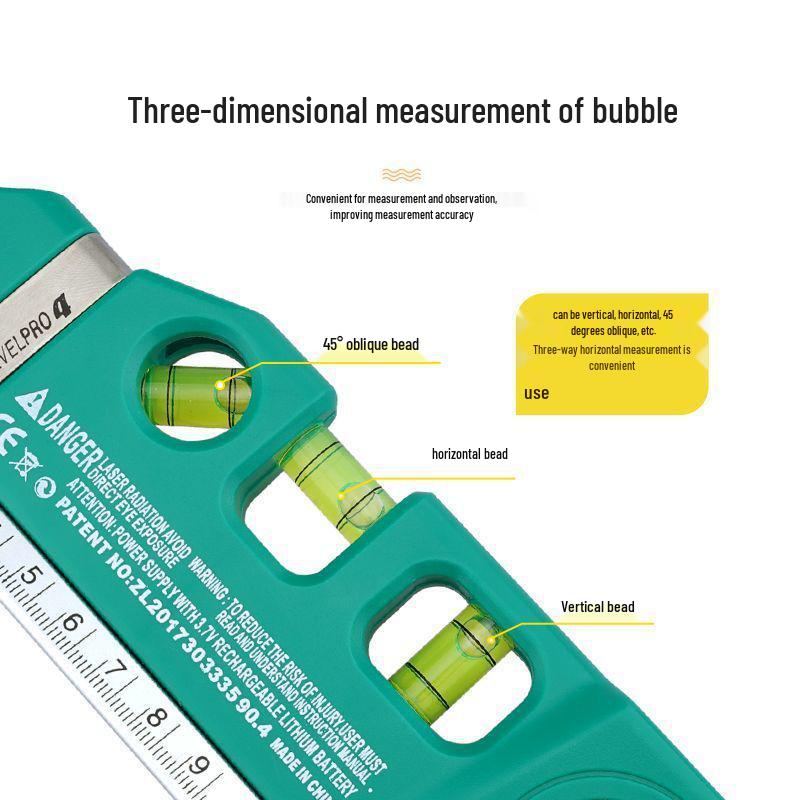 High-Precision Green Light Laser Level with Infrared Line Marker & Multifunctional Tape Measure
