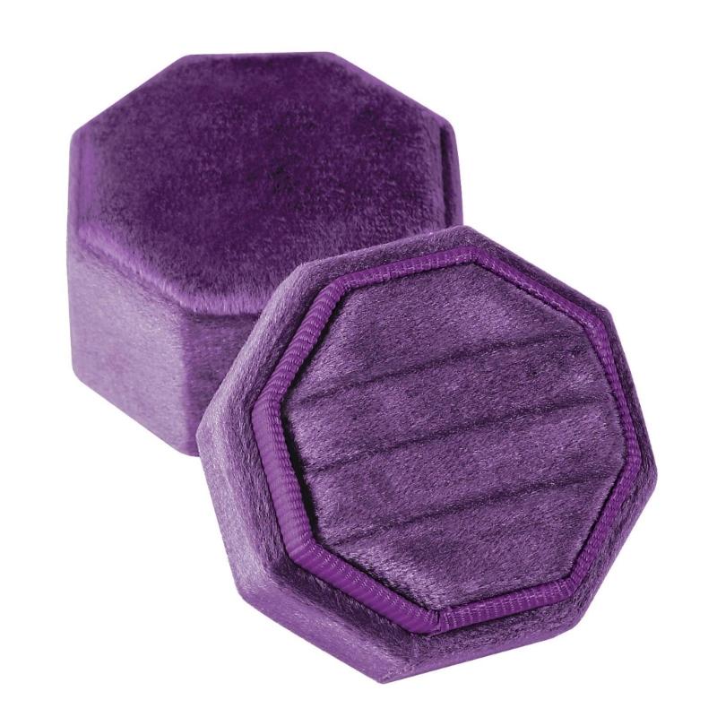 Velvets Wedding Rings Box Octagonal Storage Box Triple Rings Showcase Box Dustproof Engagement Rings Holder for Daily