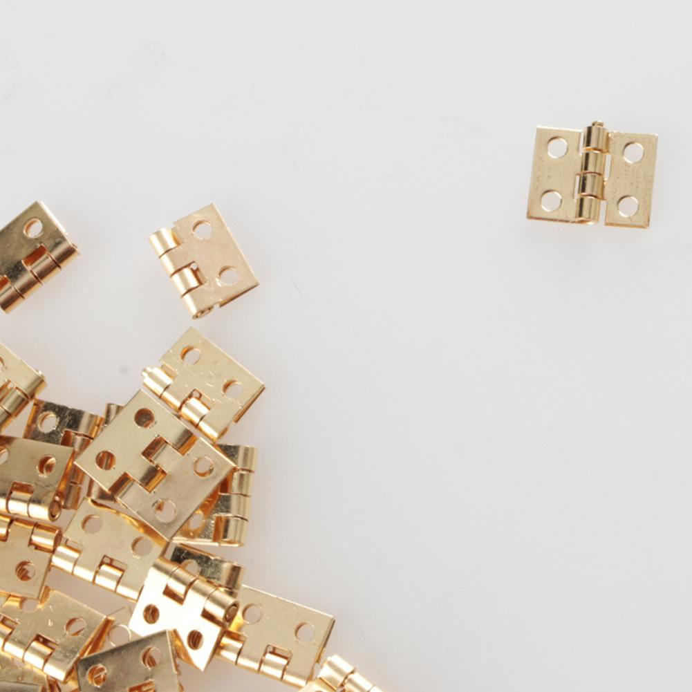 Set of 20 Mini Hinges + Screws Brass Plated for Dollhouse Furniture Perfect for Repairing Jewelry Boxes and Model Making