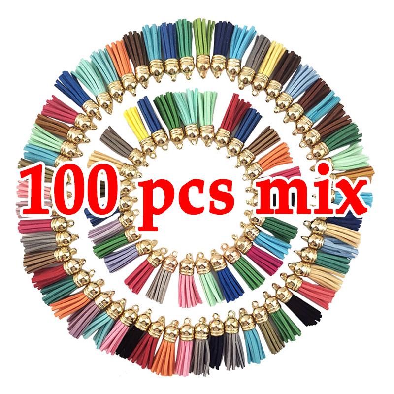 (100 pieces/pack ) Tassel Vintage Leather Fringe for Purl Macrame DIY Jewelry Keychain Cellphone Straps Pendant