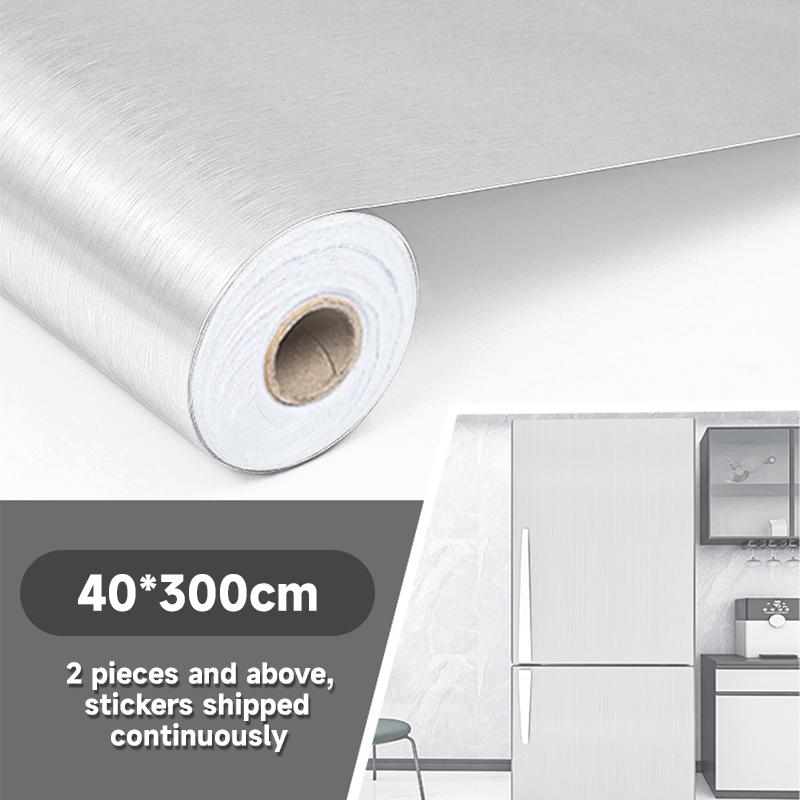 Refrigerator Door Sticker Self Adhesive Waterproof Wallpaper Metallic Color Fridge Door Room Kitchen Cabinet Renovation Sticker
