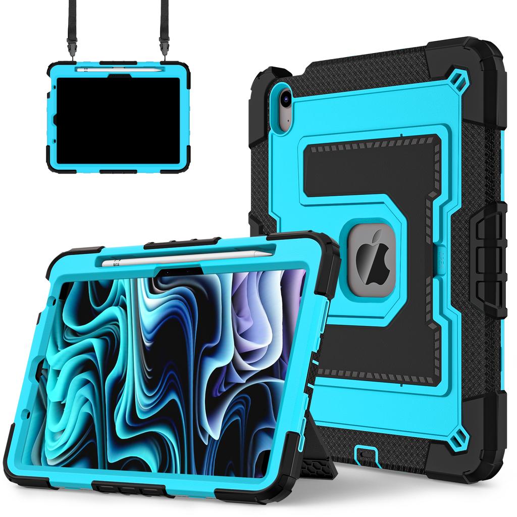 Larger Stand Case Universal For iPad Air 11 2025 M3 2024 M2 Air 4 5 10.9" 3-Layers Protection Hybrid Cover With Shoulder Strap