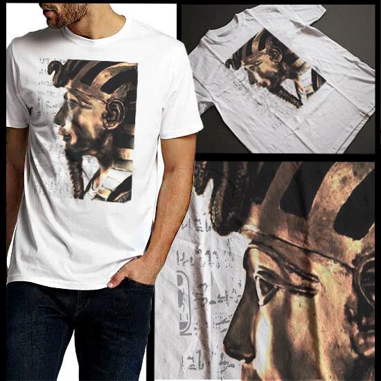Ancient Egyptian Pharaoh T-Shirt Egypt Hieroglyphic King Tut Cotton Tee New M