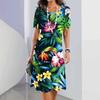 3D Geometric Stripe Print Elegant Women's Short-sleeved Summer Dress