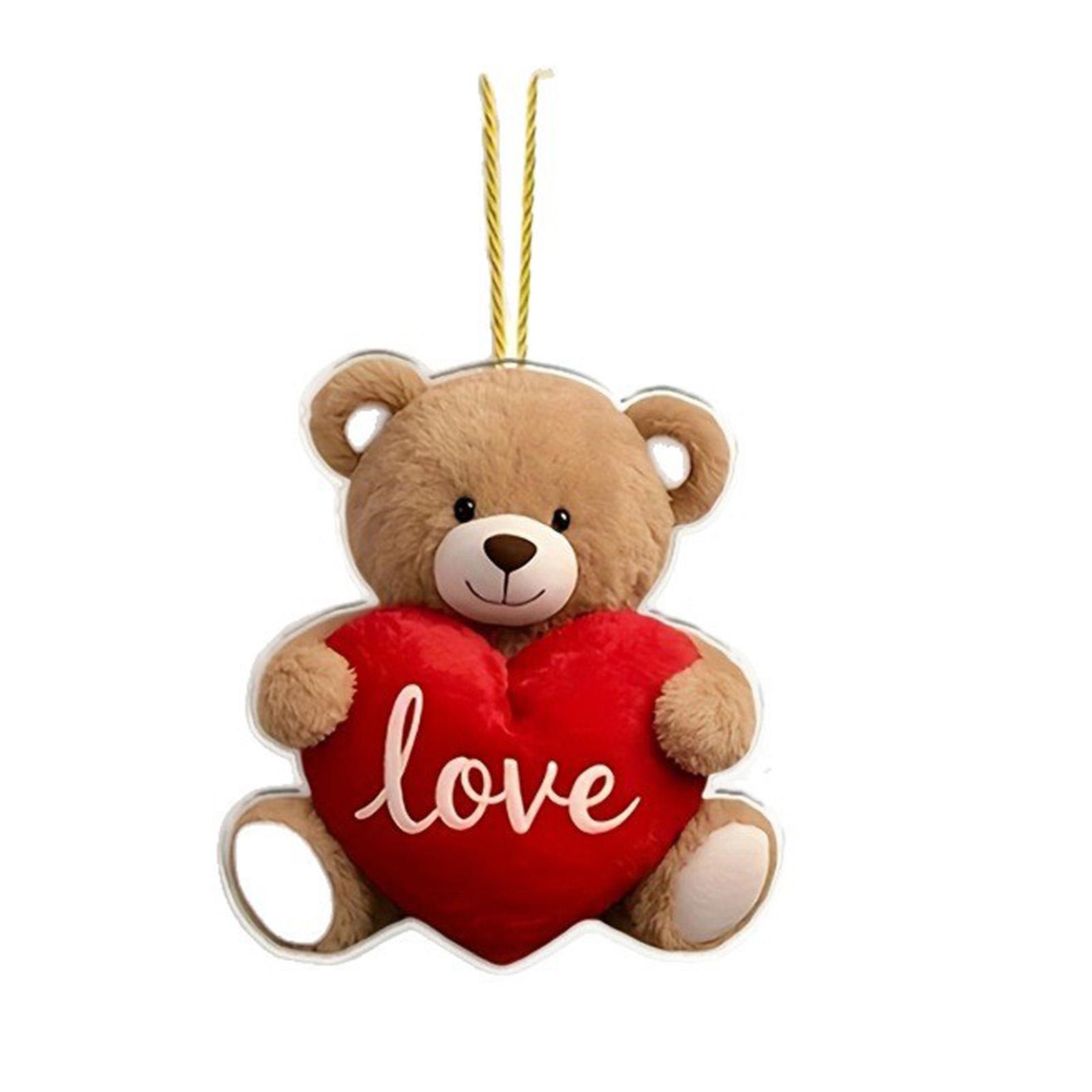 

Clear Acrylic Bear Car Ornament Shatterproof Holiday Auto Decors Hanging Pendant For Vehicle Interior 1