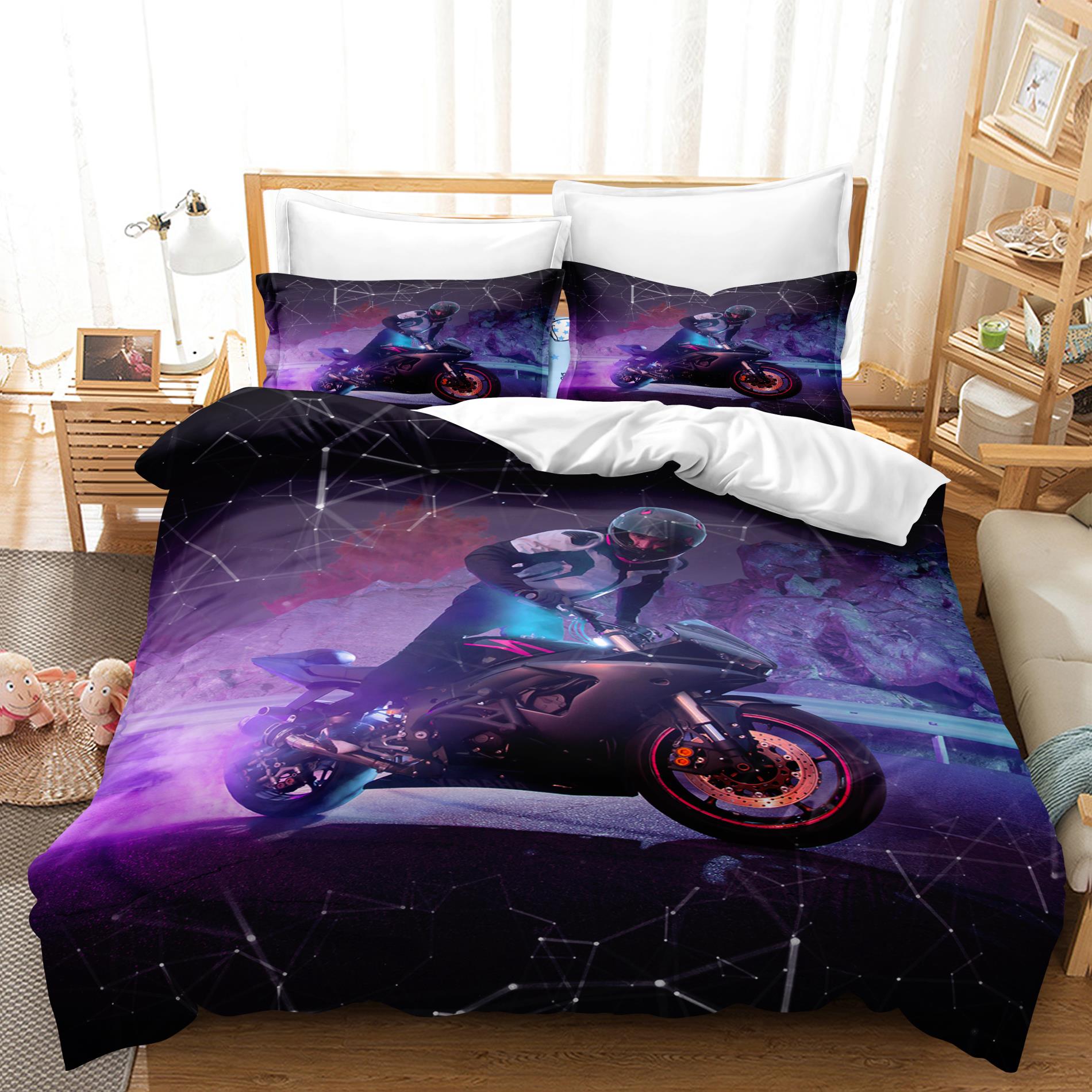 

3D домашний комплект постельного белья Queen King, полноразмерный двойной локомотив, серия с принтом, пододеяльник и наволочка, постельное белье, удобное пододеяльник EU Single 135x200cm