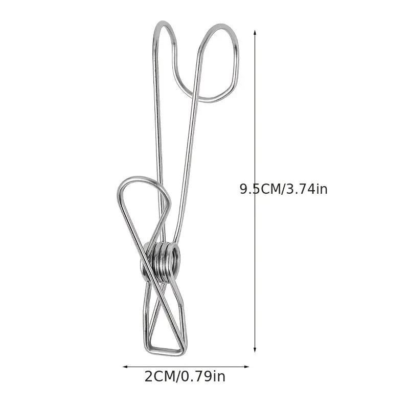 10pcs Stainless Steel Clothespins with Hooks Metal Spring Clips with Hooks Universal Hanging Clips for Offices Kitchens Bathroom