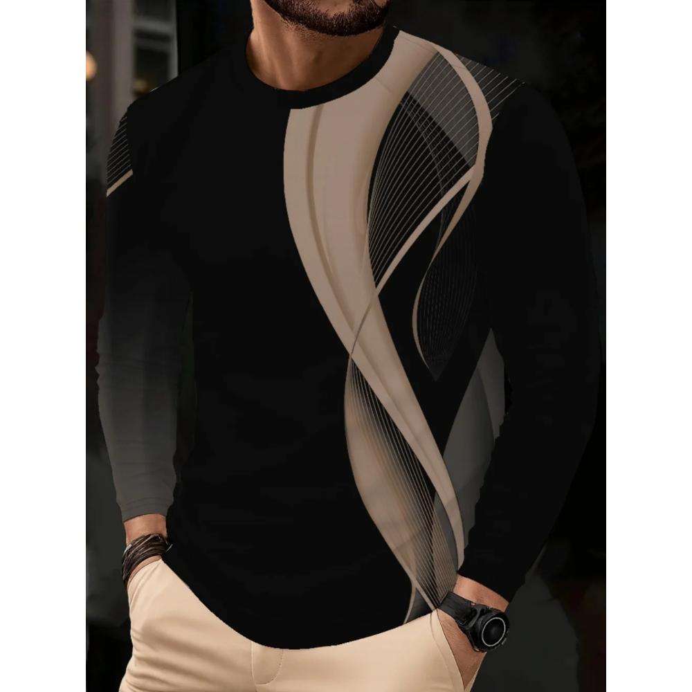 Men's Striped Top Fashion Versatile Long Sleeve Casual Comfort Pullovers Long Sleeves Men’s