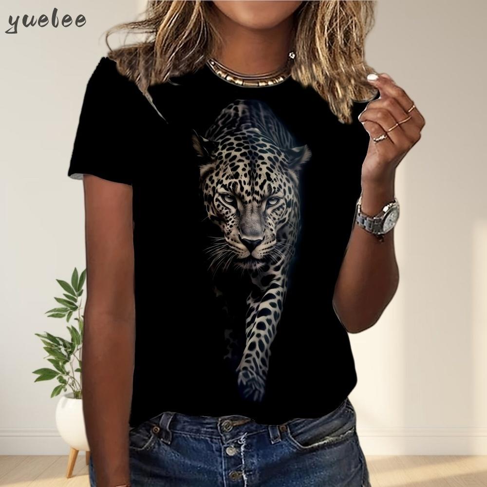 2025 Neues 3D-Tiger-Print Lockeres Damen-T-Shirt Sommer Lässiges Damen-Mode-T-Shirt Outdoor Neues Streetwear Damen Kurzarm-Oberteil
