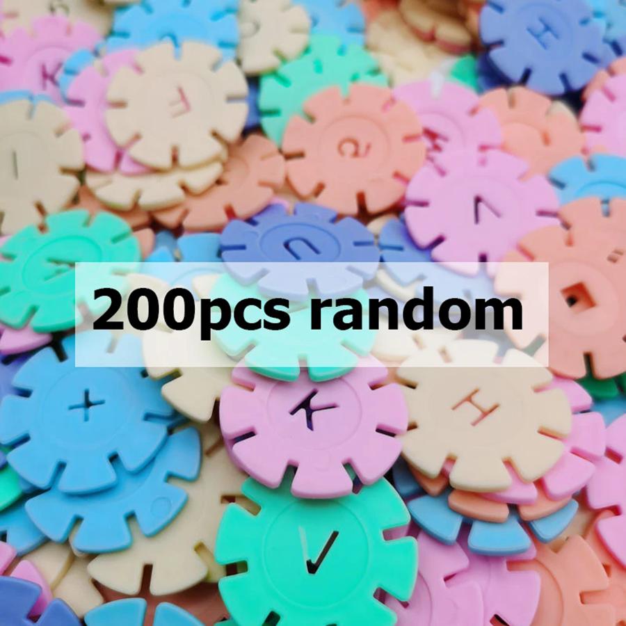 60/100/200pcs Snowflake Buliding Blocks 2 Colors Available Children Puzzle Plastic Early Education Toys Gift for Kids