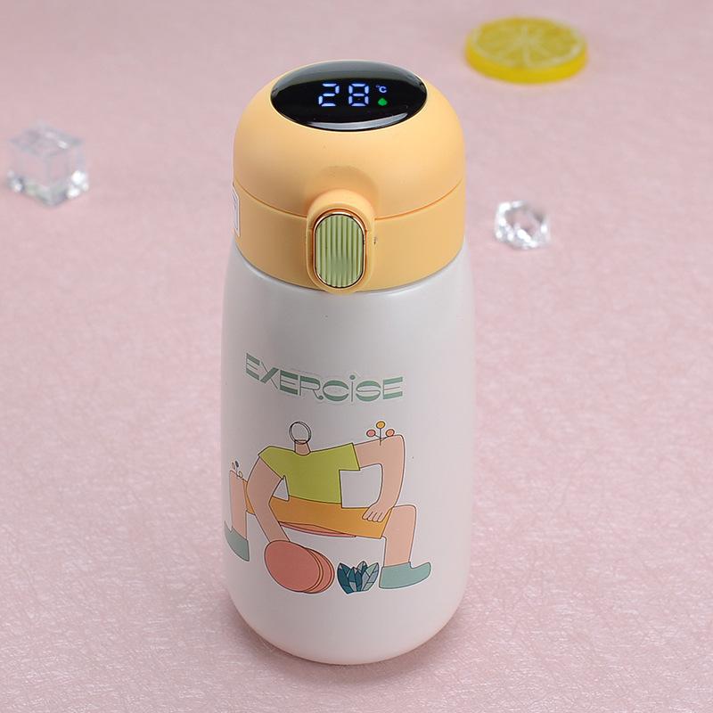Cartoon 316 Stainless Steel Smart Vacuum Cup Led Touch Display Temperature Cup Small Fat Pier Children Pea Cup