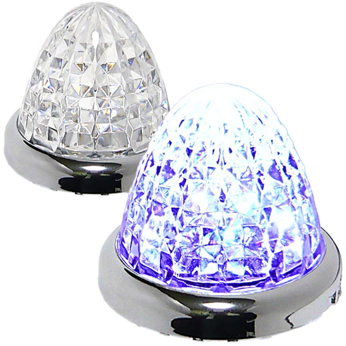 

Customize 24V Truck LED Side Marker Lamps with Plated Crystal 16 Universal Set of Available in and Amber Custom Color Rings, 8-Sided Cutouts, LEDs,