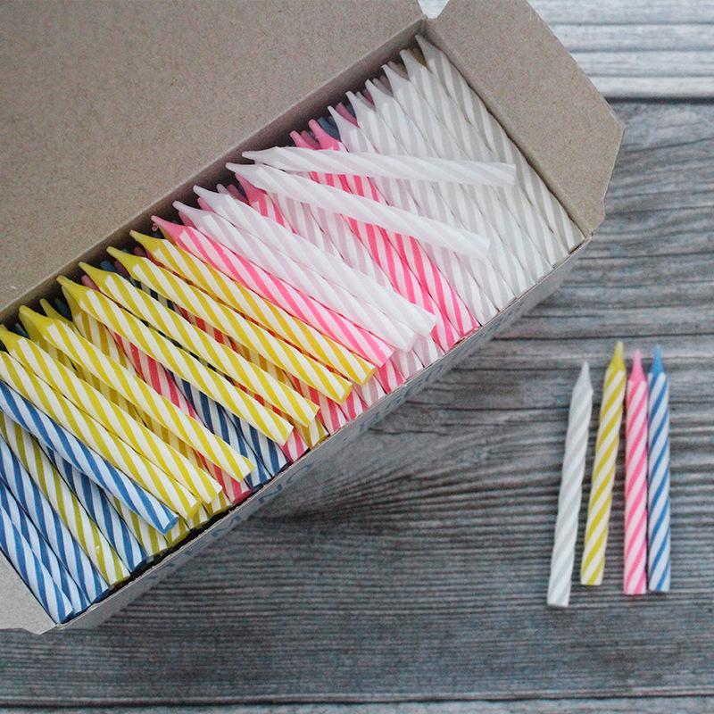 New Product 288 Packs of Colored Threaded Small Candles Mixed Color Stripes Party Decoration Box Candles Without Base