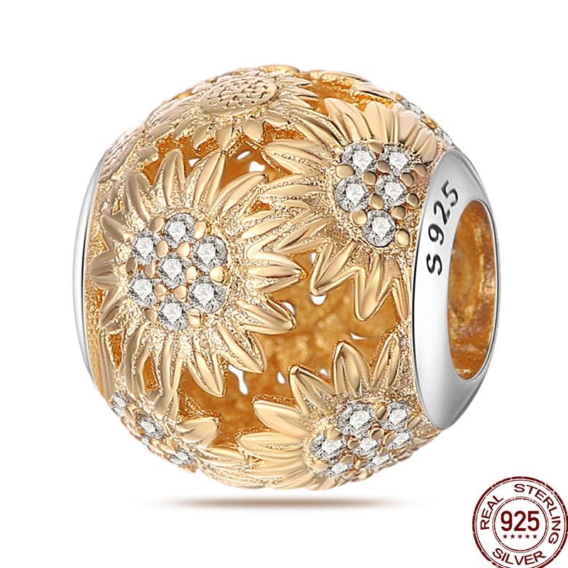 Original Copper Gold Series Charms Bead Sunflower Dogs Leopard Firefly Pendants Fit Bracelet Jewelry Gift Marking