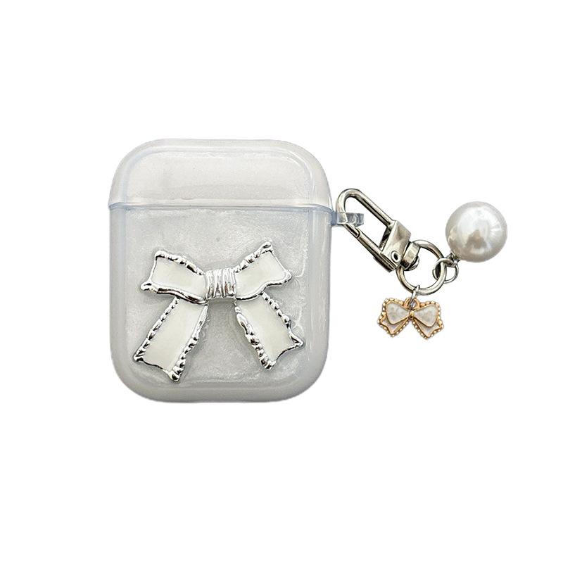 Stereo Butterfly Suitable For Airpods3/4 Protective Case Transparent Apple Airpodpro Bluetooth Headset Case Pearl