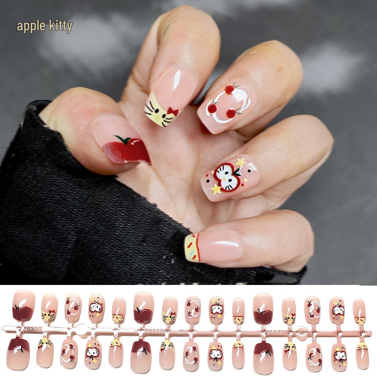 

2025 Kids Short Style Wearable Cartoon Nail Art Stickers for Girls - Cute Student Party Nails