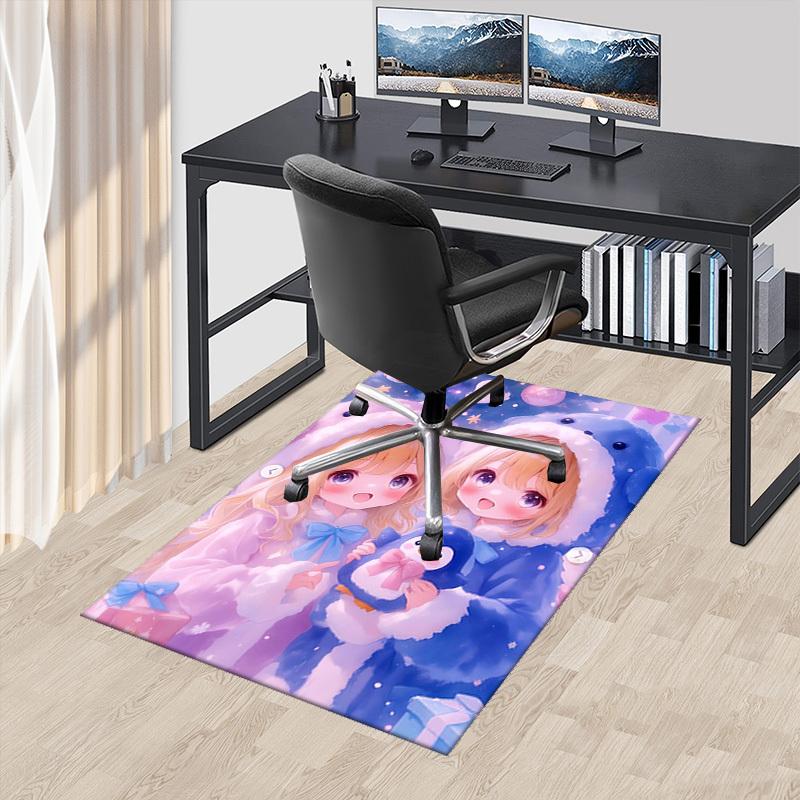 1pc Anime Penguin Chair Mat Cute Office Rug, Non Slip Carpet for Desk, Festive Gift Idea, Suitable for Home Decor, Living Room, Bedroom