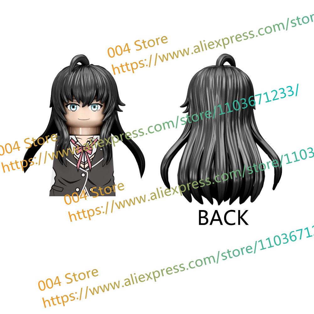 18+ Adult Building Block MOC Anime Action Figure Sexy Model Date Cartoon Swimwear Girl Hair Kit Ornament Toy Gift Collection F31