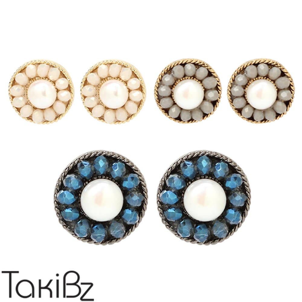 

Freshwater Belua Earrings (Silver Ear Cuff) Gold beige