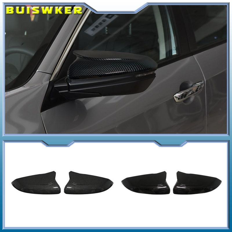 1 Pair Car Rearview Mirror Cover Glossy Black/Carbon Fiber Side Door Mirror Cover For Honda Civic 10th 2016 2017 2018