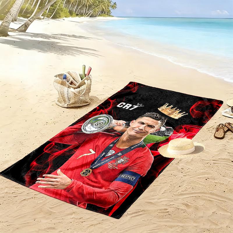Asciugamano da Spiaggia con Stampa di Cristiano Ronaldo, Asciugamano Grande Morbido ad Asciugatura Rapida per Spiaggia Campeggio Nuoto