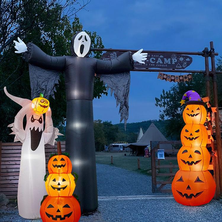 Lanterna Zucca Fantasma Gonfiabile per Decorazioni di Halloween Indoor/Outdoor