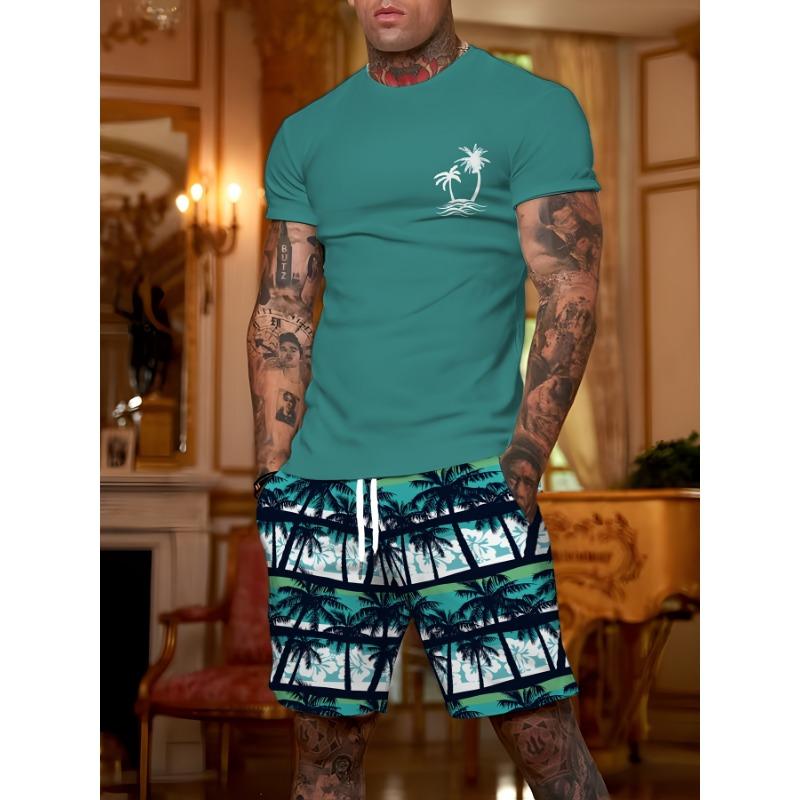 Men s summer style suit, beach coconut print S