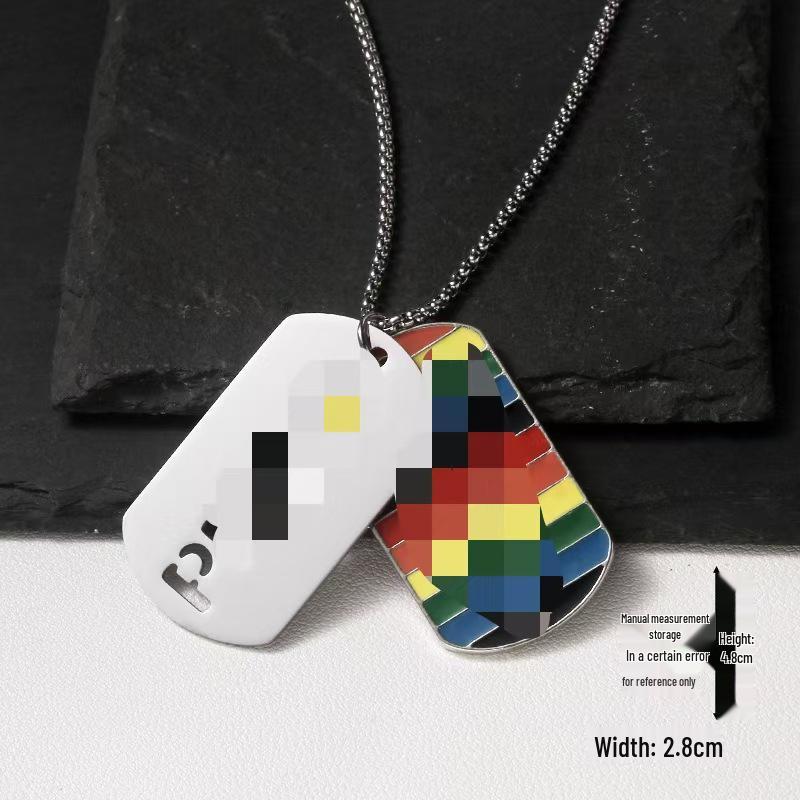 European and American Hip Hop Rainbow Pendant Stainless Steel Necklace