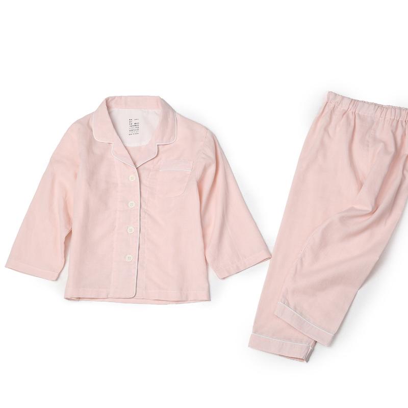 Children s All-Cotton Pajama Set - Double Layer Gauze, Muji Style 100 CM