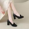 Bead Bow Lace Women High Heels Mary Janes Shoes Designer Fashion Shallow Sandals 2025 New Autumn Pumps Party Zapatillas De Mujer