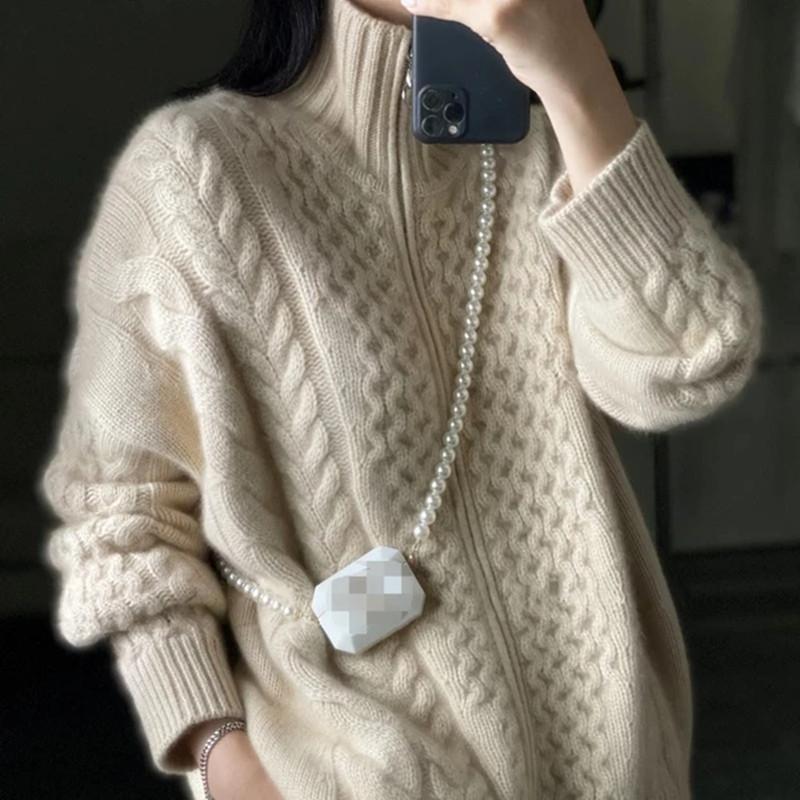 Cardigan Damen Pullover Cardigan Fledermausärmel Langärmlig Plüsch Locker Außen Strickpullover Damenmode