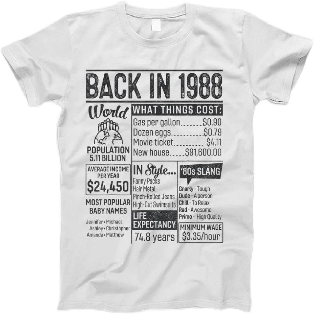 Regali per 34enni Back in 1988 Poster Retrò Maglietta 34° Compleanno Maglietta, Canotta, Manica Lunga, Felpa, Felpa con Cappuccio per Uomini, Donne, Bambini